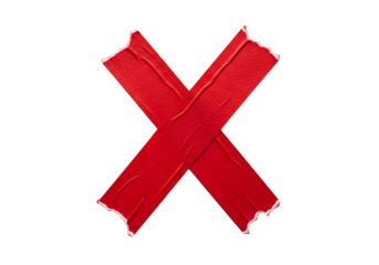 Red painted x mark symbol isolated on transparent background