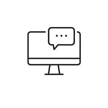Computer screen with chat bubble indicating online communication  