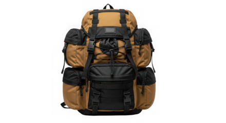 Travel hiking backpack isolated on transparent background