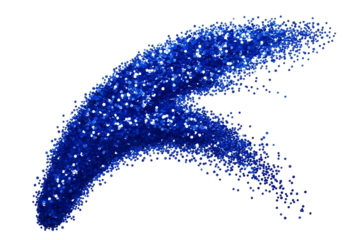 Blue particle curve isolated on transparent background with sparkling effect