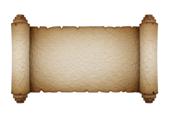 Vintage scroll parchment isolated on transparent background for design and decoration