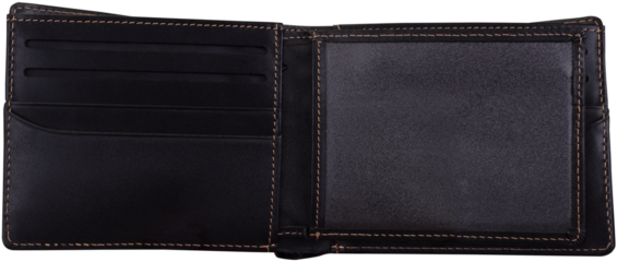 Open black leather wallet