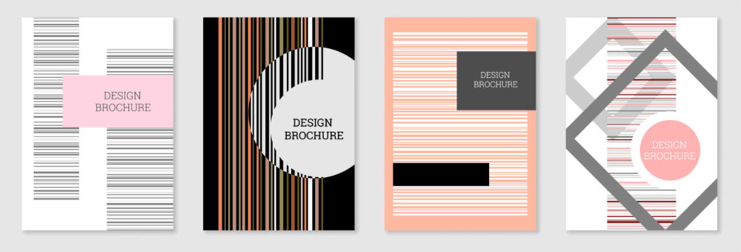 A set of 4 memphis-style covers. Geometric abstract background. Trendy, vibrant covers, banners, posters
