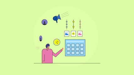 Structured content post frequency, social media calendar with systematic scheduling, scale audience reach through brand promotion campaign.