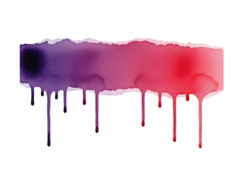 Vibrant purple and red gradient paint drips on transparent background