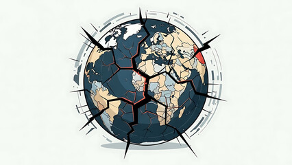 Cracked Earth Globe Shattered by Fractures in All Directions