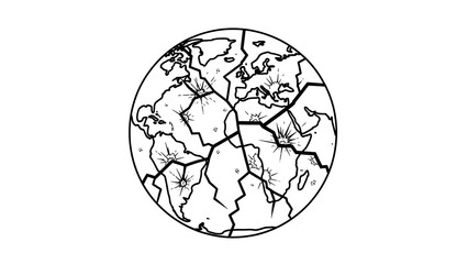Cracked Globe Illustration Showing Global Fragmentation