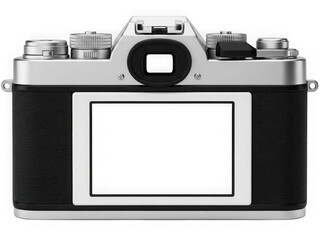 Silver digital camera front view isolated on transparent background isolated on transparent background