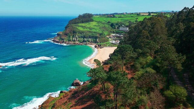 Amazing Playa de La Nora beach near Gijon, Asturias, northern Spain. 