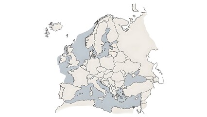 Obraz premium Europe map outline on white background for design
