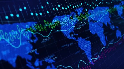 Global financial stock market trading chart with abstract upward growth index and digital economic data analysis for corporate investment and strategic wealth planning. - Powered by Adobe