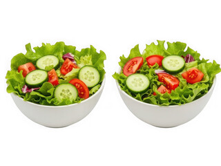 Fresh salad bowls with vegetables isolated on transparent background isolated on transparent background