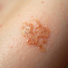 Fototapeta premium Skin Irritation Detail: Close-up showcases a detailed depiction of skin inflammation, providing a look at a patch of aggravated dermis.