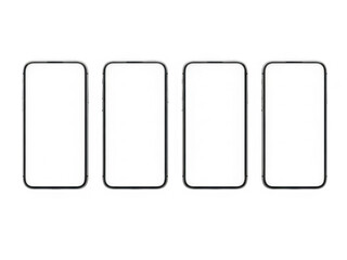 Four smartphone silhouettes isolated on transparent background isolated on transparent background