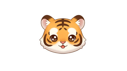 Cute cartoon tiger head isolated on transparent background