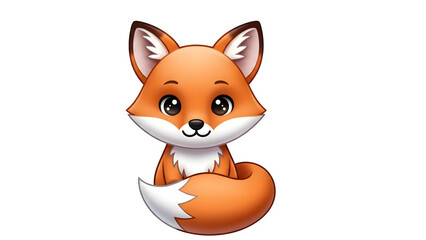 Obraz premium Cute cartoon fox isolated on transparent background