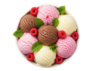 Assorted ice cream scoops isolated on transparent background isolated on transparent background