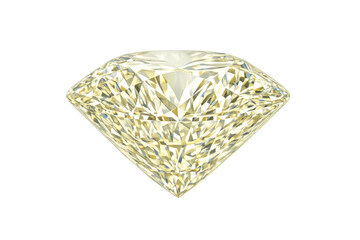 Yellow diamond gemstone, brilliant cut, glittering and sparkling, symbolizing luxury, wealth, and exclusivity on transparent background