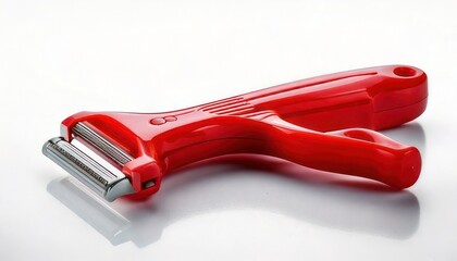 Fototapeta premium Red Vegetable Peeler - A Close-Up View of Kitchen Utensil.