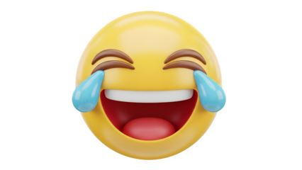 Laughing crying face emoji isolated on transparent background