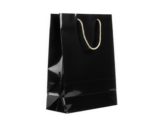 Black shopping bag isolated on transparent background isolated on transparent background