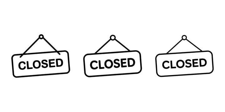 Closed sign vector linear icon. shop closed outline illustration. unavailable business line art
