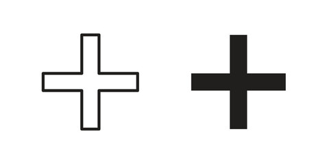 Fototapeta premium Plus icons In Trendy Design Vector Eps 10, Editable Stroke and solid flat.