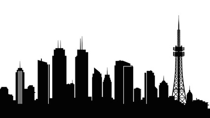 Obraz premium Silhouette of a Modern City Skyline