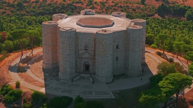 Aerial View of Castel del Monte Medieval Castle in Italy