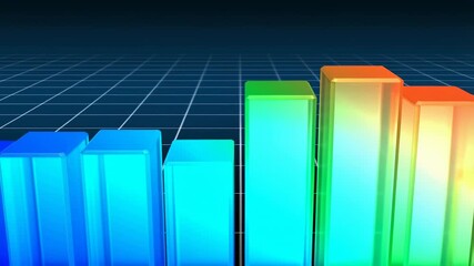 Vibrant 3d bar graph rising in digital space showcasing data trends and analytics visualization - Powered by Adobe