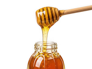 Honey dipper with bottle of honey isolated on transparent background isolated on transparent background