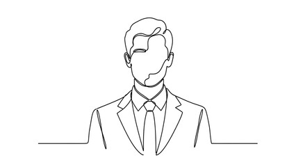 Continuous line art portrait of a man in a business suit