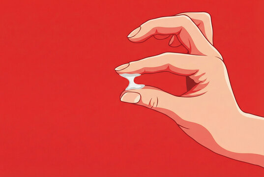 Reproductive health concept illustration of hand with cervical mucus for medical design.