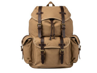 Vintage-style backpack isolated on transparent background isolated on transparent background