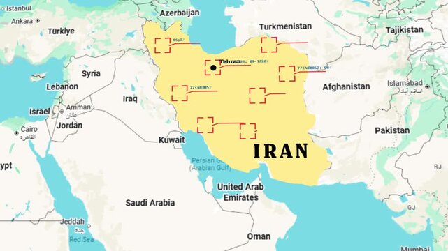Iran map of blue digital frame Futuristic Sci Fi Modern User HUD, GUI, UI interface.