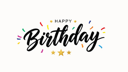 Naklejka premium Happy Birthday Celebration with Colorful Confetti and Gold Stars - A Joyful Wish for a Special Day Filled with Festivity and Merriment