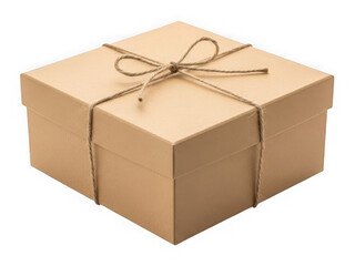 Brown gift box with bow, isolated on transparent background isolated on transparent background