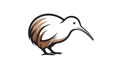 Fototapeta premium Stylized kiwi bird illustration on white background