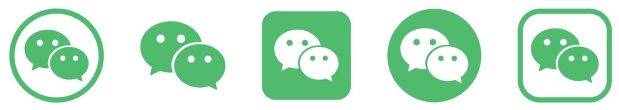 WeChat logo icon set, green rounded chat symbols for interface design