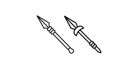 Naklejka premium Spear icon set isolated on white background with different medieval pole weapon designs