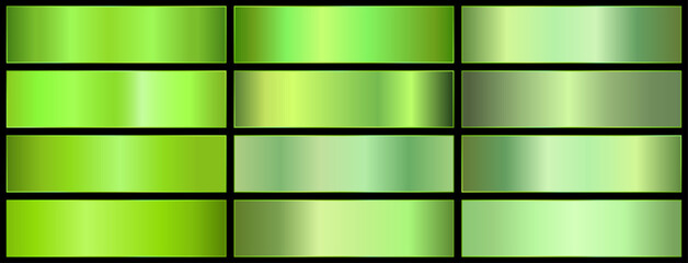 Premium real green gradients swatch palette. green metal gradient. realistic green. © AnaPaula