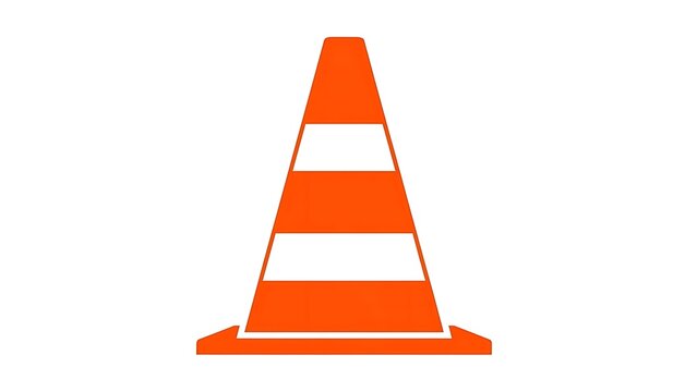 Orange safety cone icon isolated on white background
