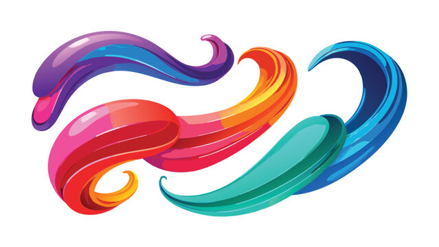 Vibrant wavy lines in multiple colors on a plain white background..eps