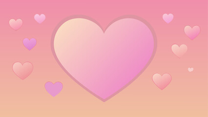 Large pink heart surrounded by smaller hearts isolated on white background isolated on white background, Vector