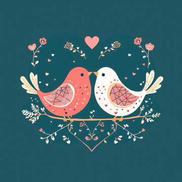Charming Lovebirds: Whimsical illustration for eco-friendly gifts and shared outdoor hobbies