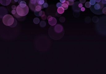 Abstract Purple Bokeh Light Overlay On Dark Purple Background