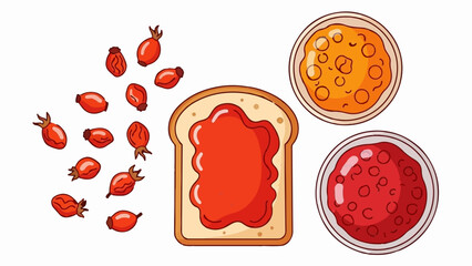 Fototapeta premium A delicious breakfast spread with toast, jam, and berries