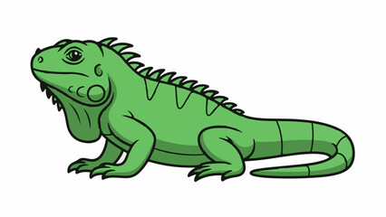 Fototapeta premium A green lizard with spikes on its back and tail, on a white background