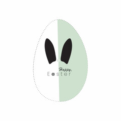 Minimalist Happy Easter Greeting with Stylized Bunny Ear and Modern Vector Typography