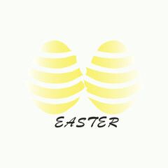 Minimalist Yellow Easter Egg Set with Abstract Striped Pattern and Typography